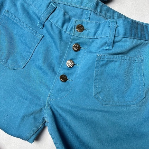 Big John Japanese Flare Leg Button Fly Jeans Bright Blue Size 31 Vintage 70s - Picture 6 of 11